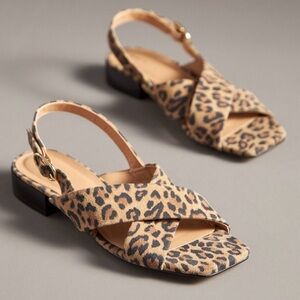 Maeve Cheetah Suede Slingback Sandals Low Heel Adjustable Buckle Size EU 36 US 6